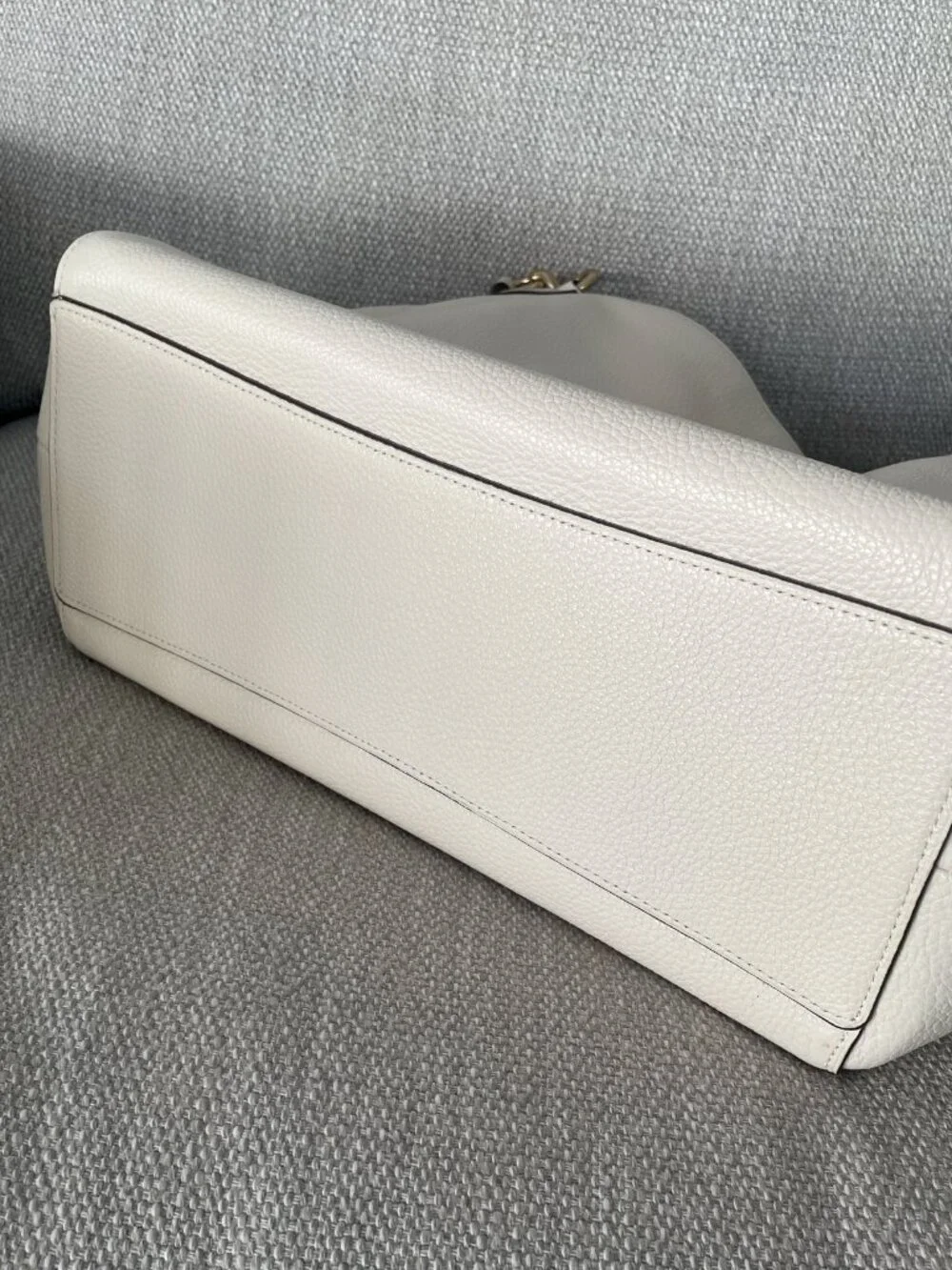 Coach Ivory Leather Hallie Shoulder Bag Gold Hardware Dual Straps
